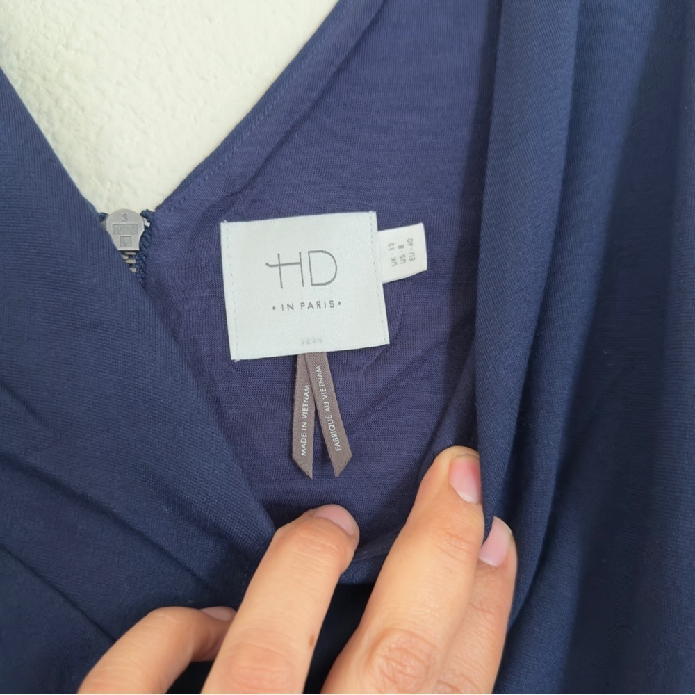 Anthropologie HD in Paris Ardmore Dress White & Navy Blue SZ US 8 - Picture 5 of 9